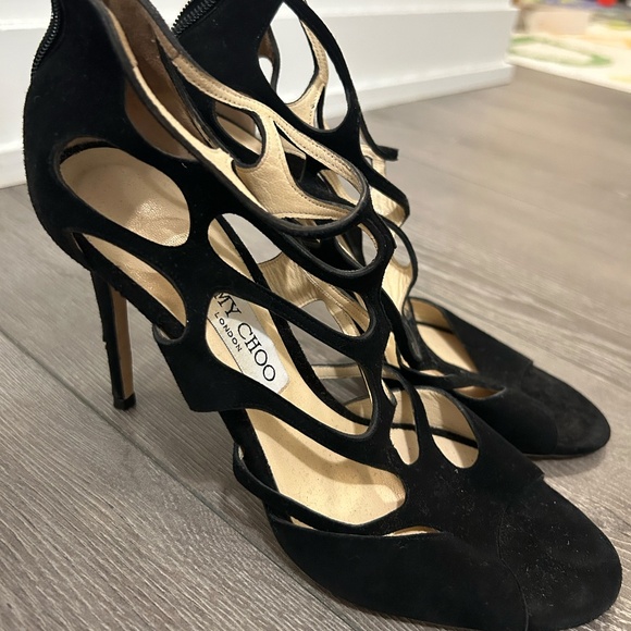 Jimmy Choo Suede Sandal Heels - Picture 2 of 9